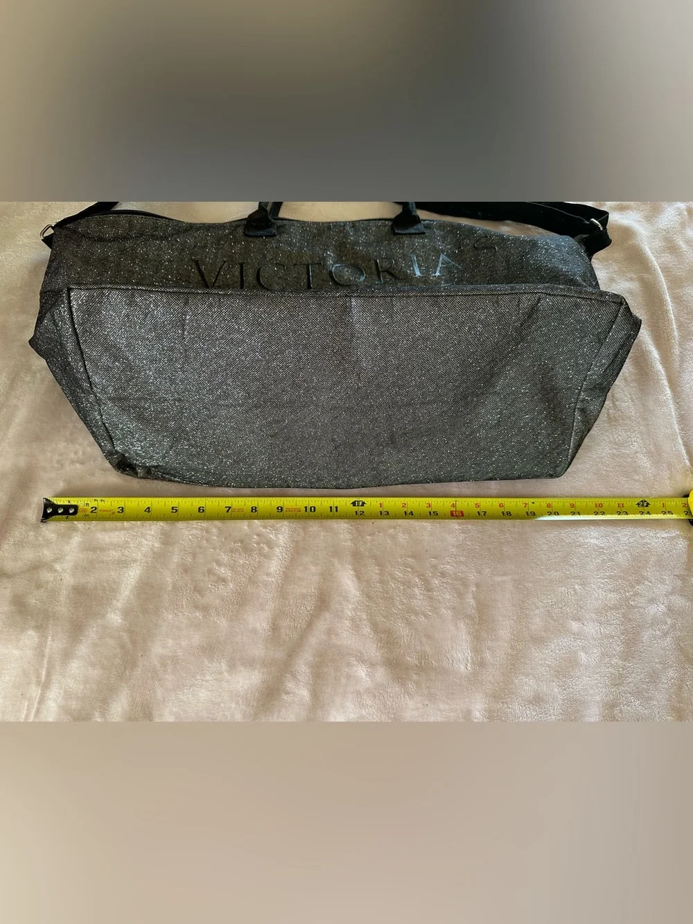 Victoria's Secret Glitter Tote in Silver and Black
